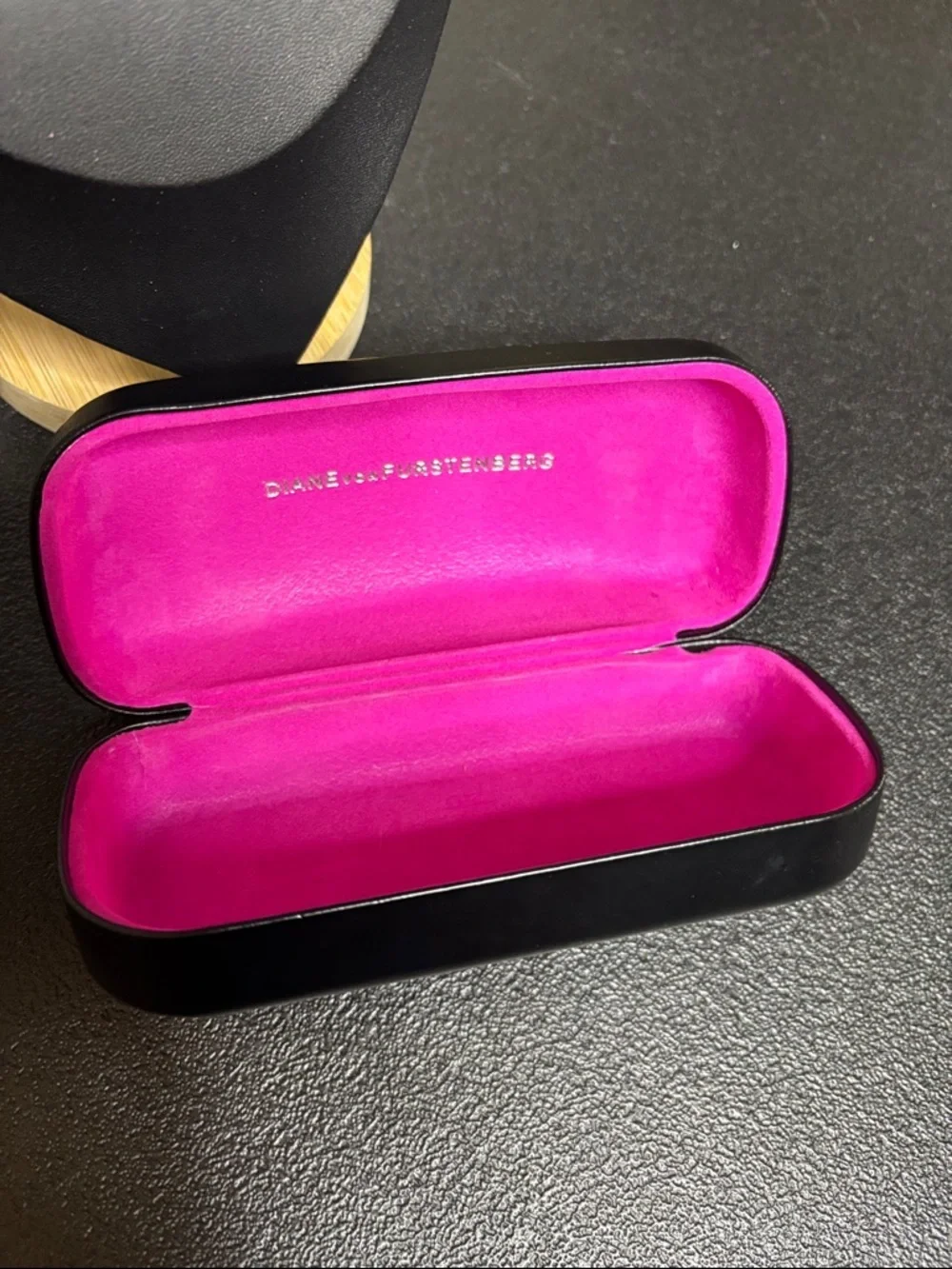 Diane Von Furstenberg Black Pink Embossed Sunglasses Case